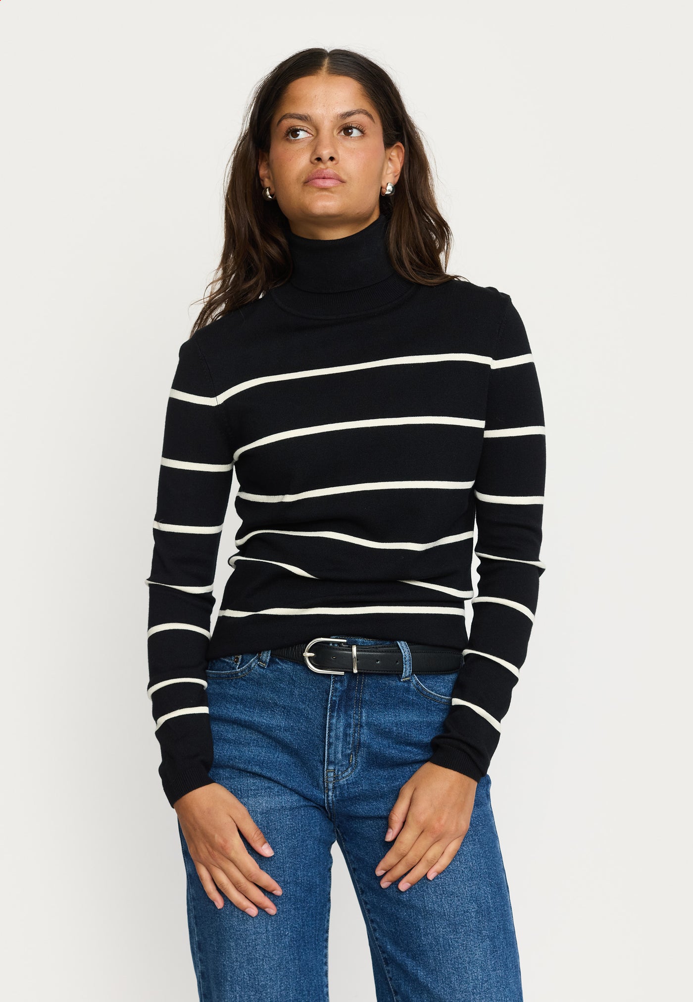 Soft Rebels SRMarla Rollneck Stripe Knit Knitwear 001 Black
