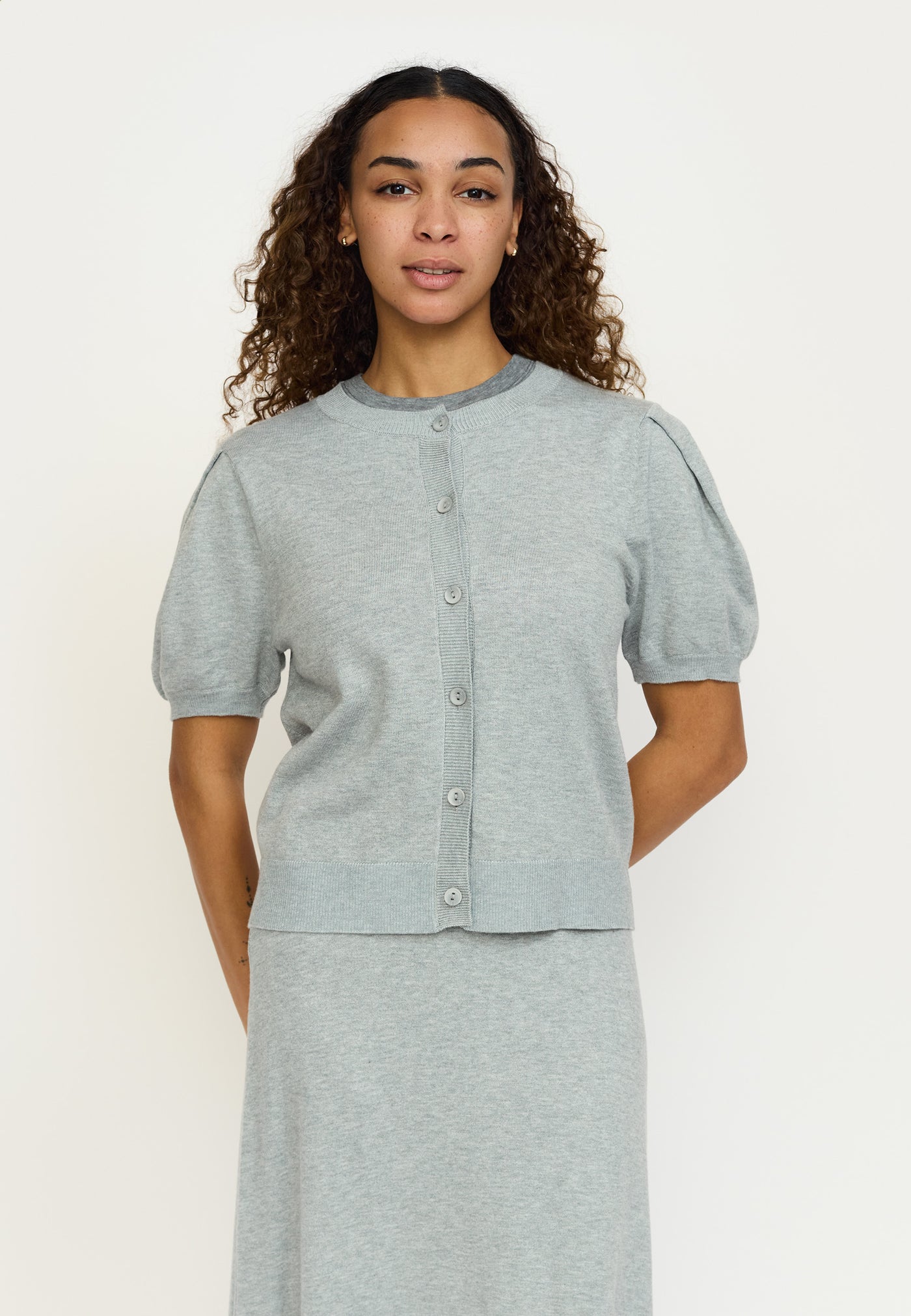 Soft Rebels SRMarla SS O-neck Cardigan Knit Knitwear 003 Light Grey Melange