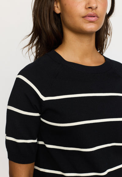 Soft Rebels SRMarla Stripe SS Knit Knitwear 001 Black
