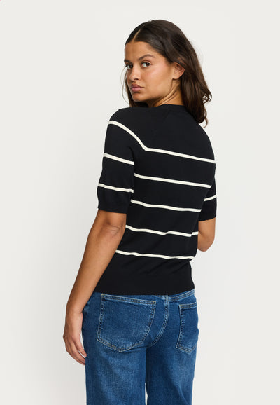 Soft Rebels SRMarla Stripe SS Knit Knitwear 001 Black