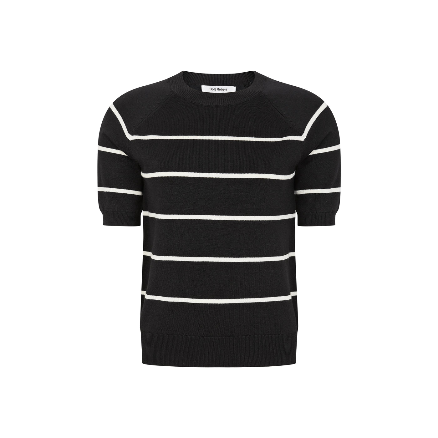 Soft Rebels SRMarla Stripe SS Knit Knitwear 001 Black