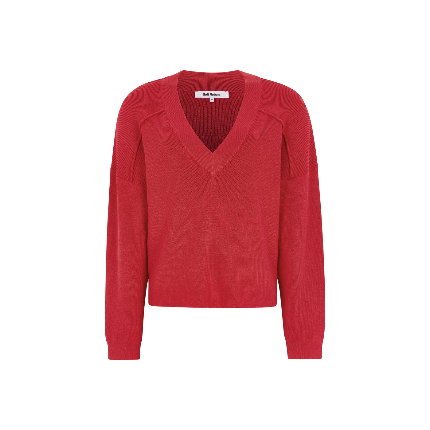 Soft Rebels SRMushi V-neck knit Knitwear 181 Racing Red