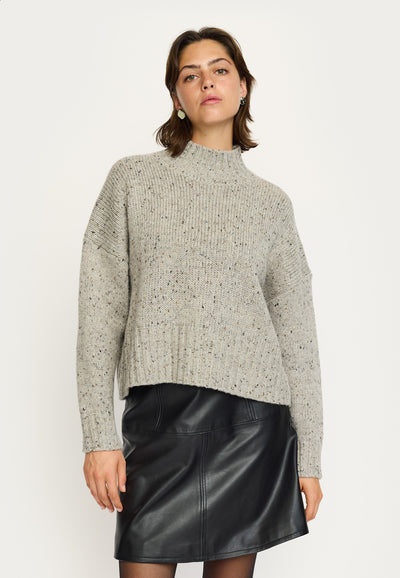 Soft Rebels SRNemo High Neck Knit Knitwear 053 Medium Grey Melange