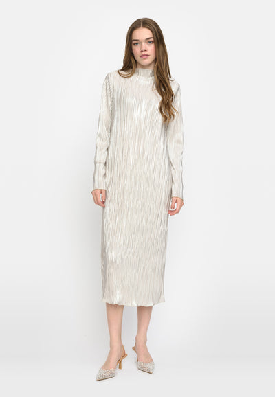 Soft Rebels SRNevaeh Boat-neck Midi Dress Dresses & jumpsuits 295 Silver Plissé