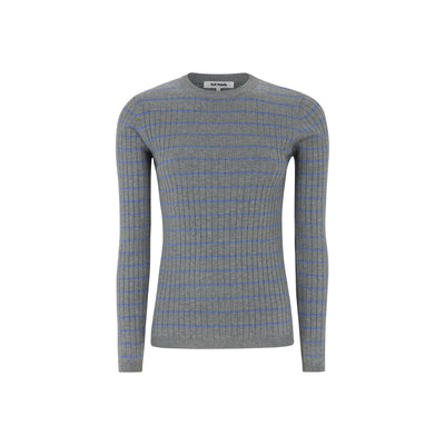 Soft Rebels SRNoa Stripe Knit Knitwear 053 Medium Grey Melange