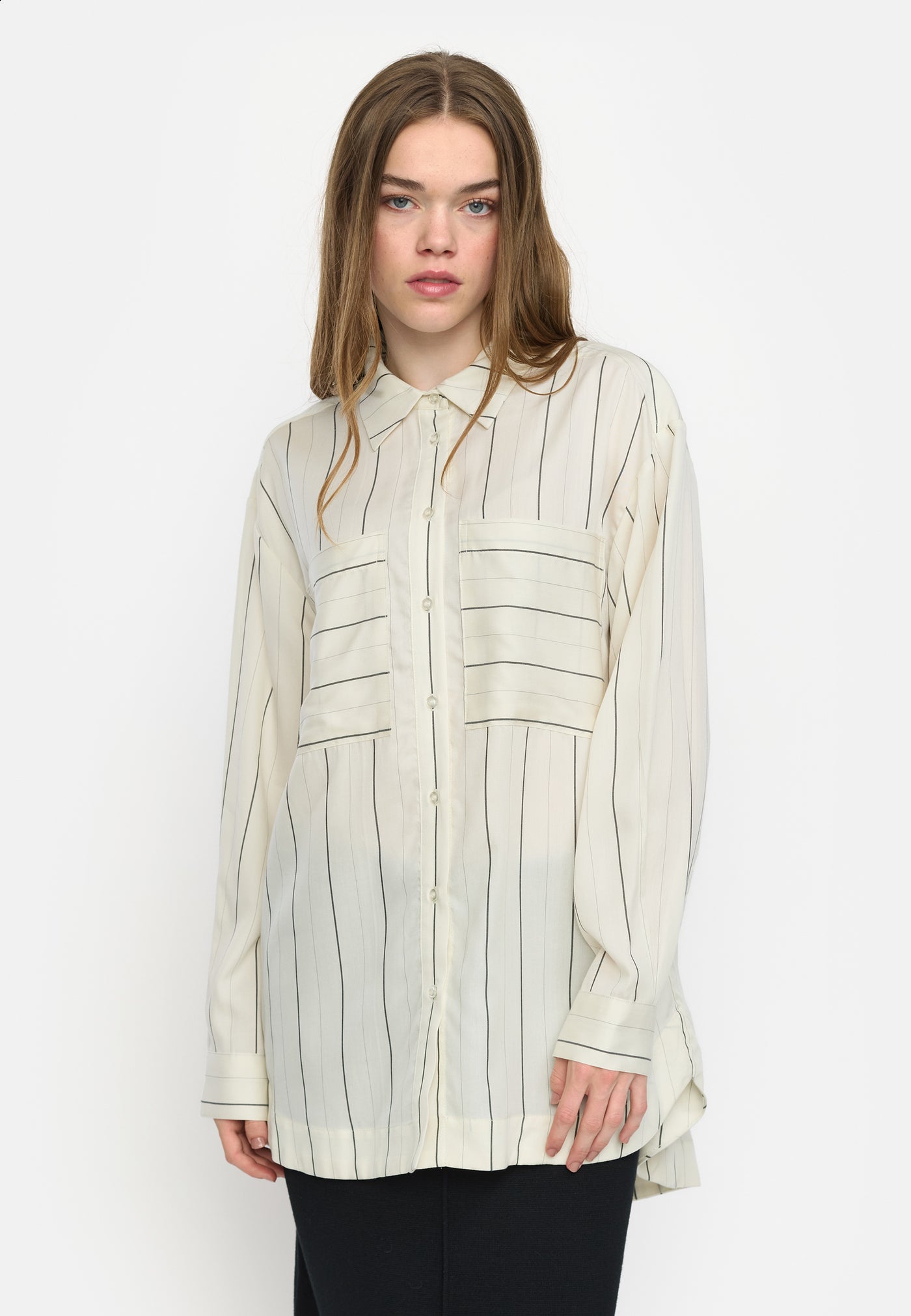 Soft Rebels SRPaisley Loose Shirt Shirts & Blouse 293 Stripes Black and Arctic Wolf