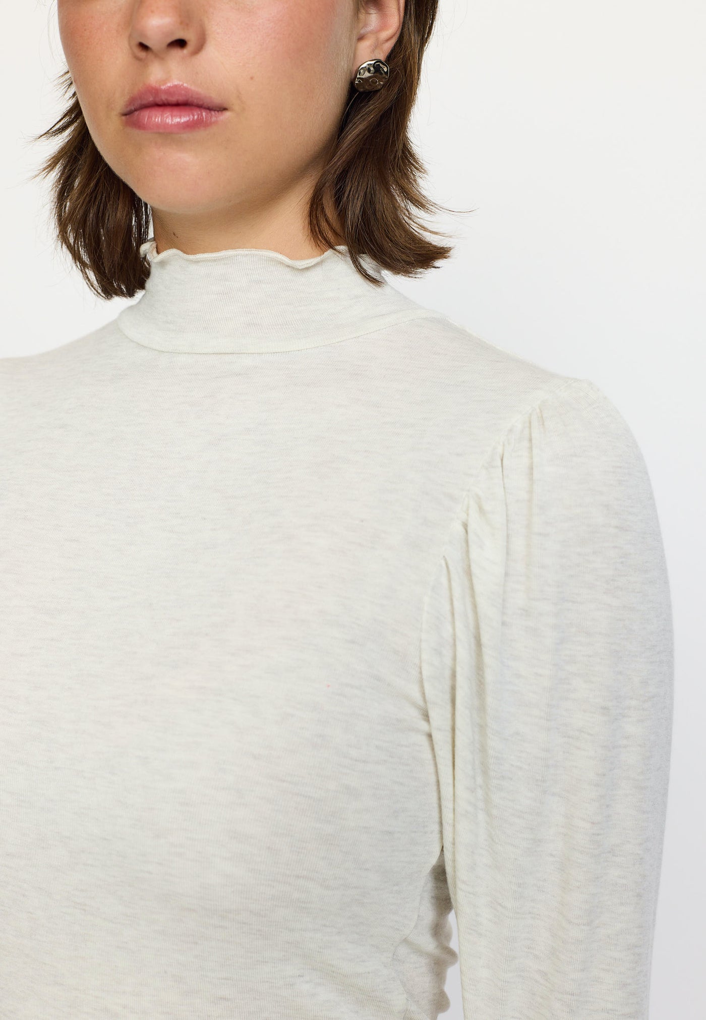 Soft Rebels SRRoman Frill LS Top Tops & t-shirts 282 Arctic Wolf Melange