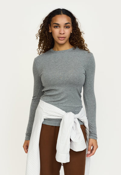 Soft Rebels SRRoman O-neck Tops & t-shirts 053 Medium Grey Melange