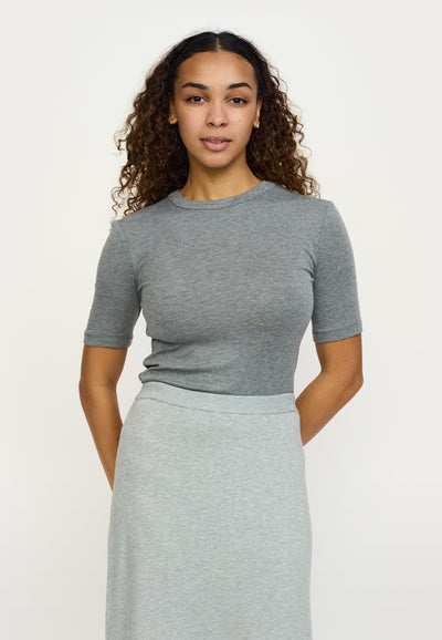 Soft Rebels SRRoman SS Top Tops & t-shirts 053 Medium Grey Melange