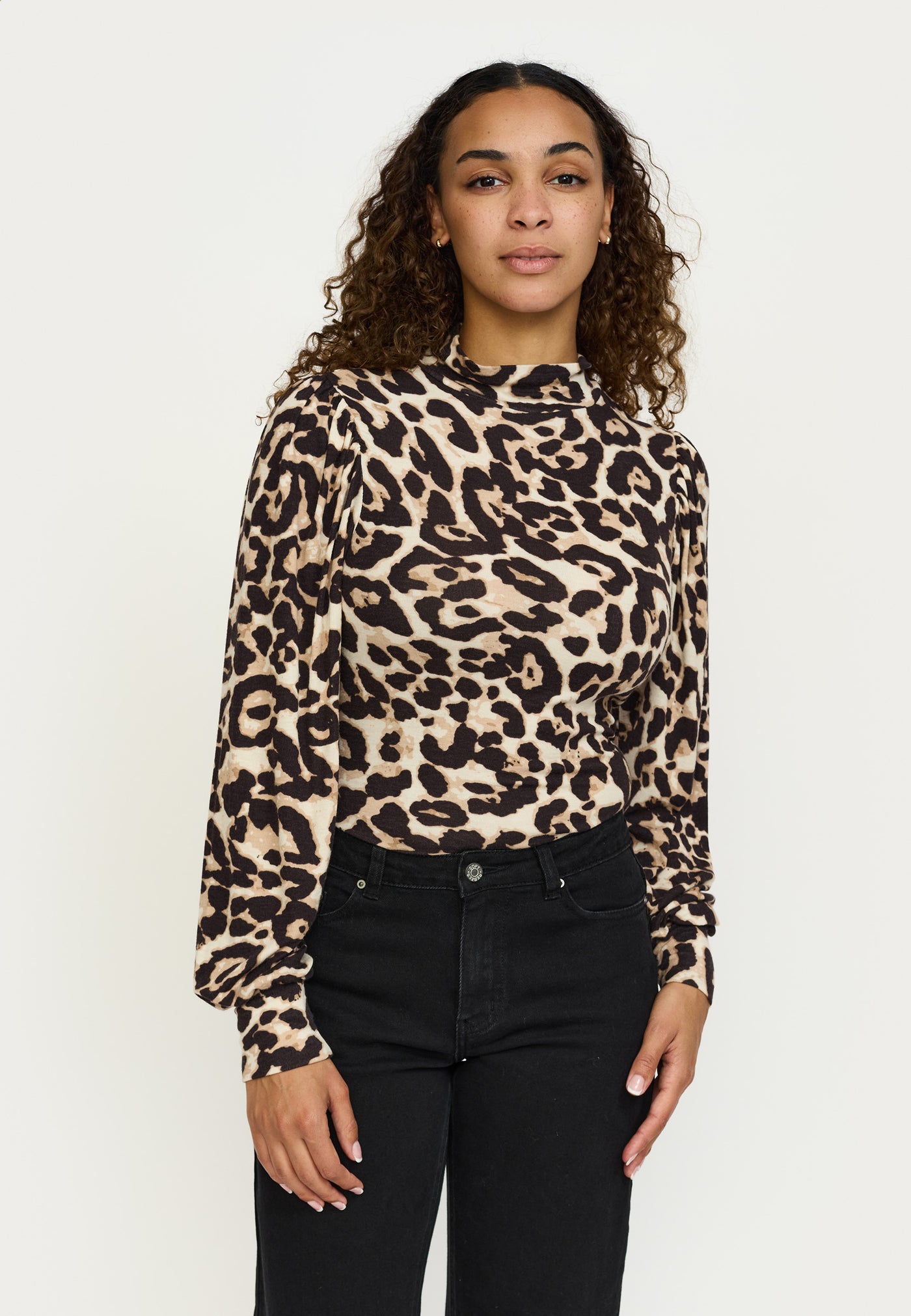 Soft Rebels SRRoman T-Neck Top Printed Tops & t-shirts 780 Leopard Print