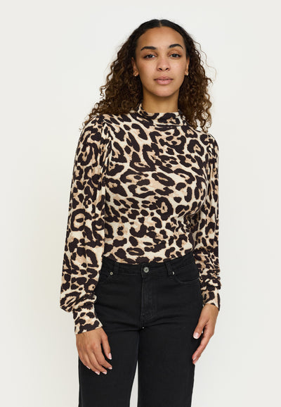 Soft Rebels SRRoman T-Neck Top Printed Tops & t-shirts 780 Leopard Print