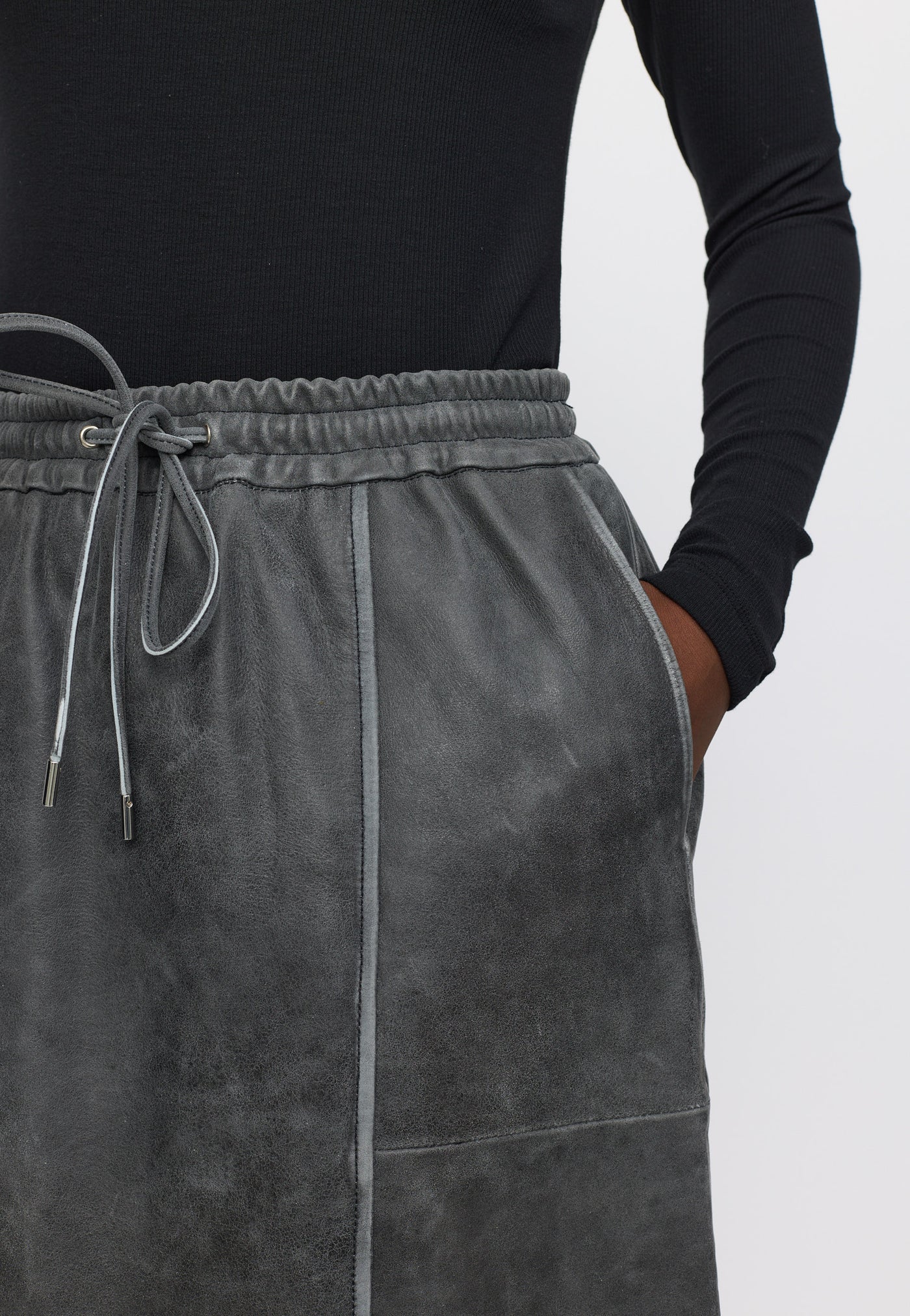 Soft Rebels SRRumer Leather Skirt Leather 015 Ash Grey