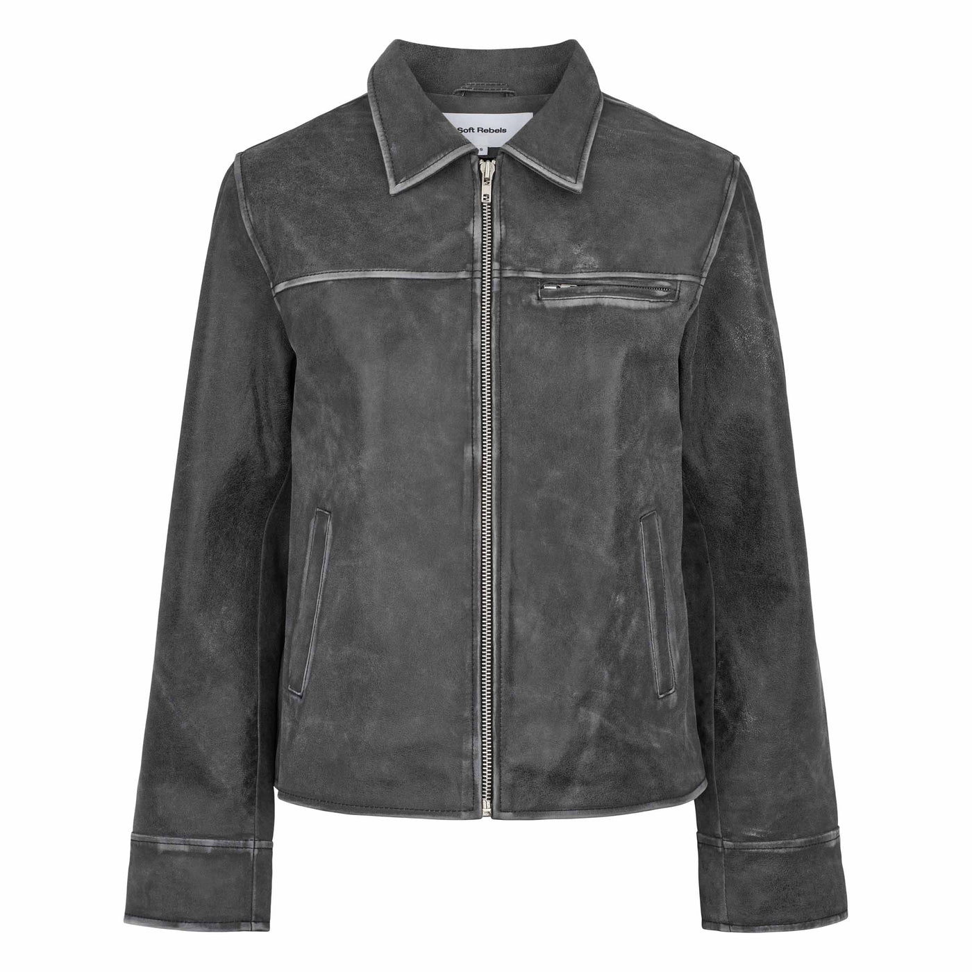 Soft Rebels SRRumer leather jacket Leather 015 Ash Grey