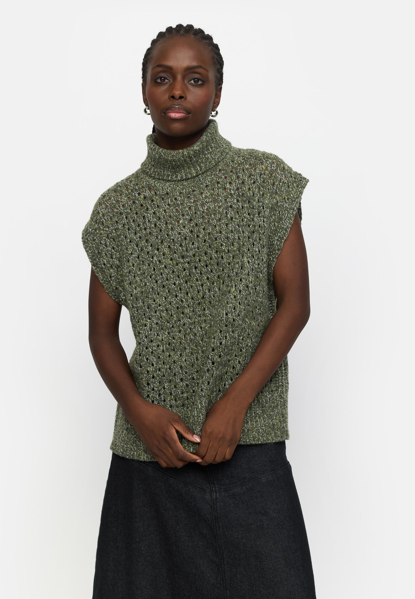 Soft Rebels SRSila Highneck Vest Knit Knitwear 264 Tea Leaf