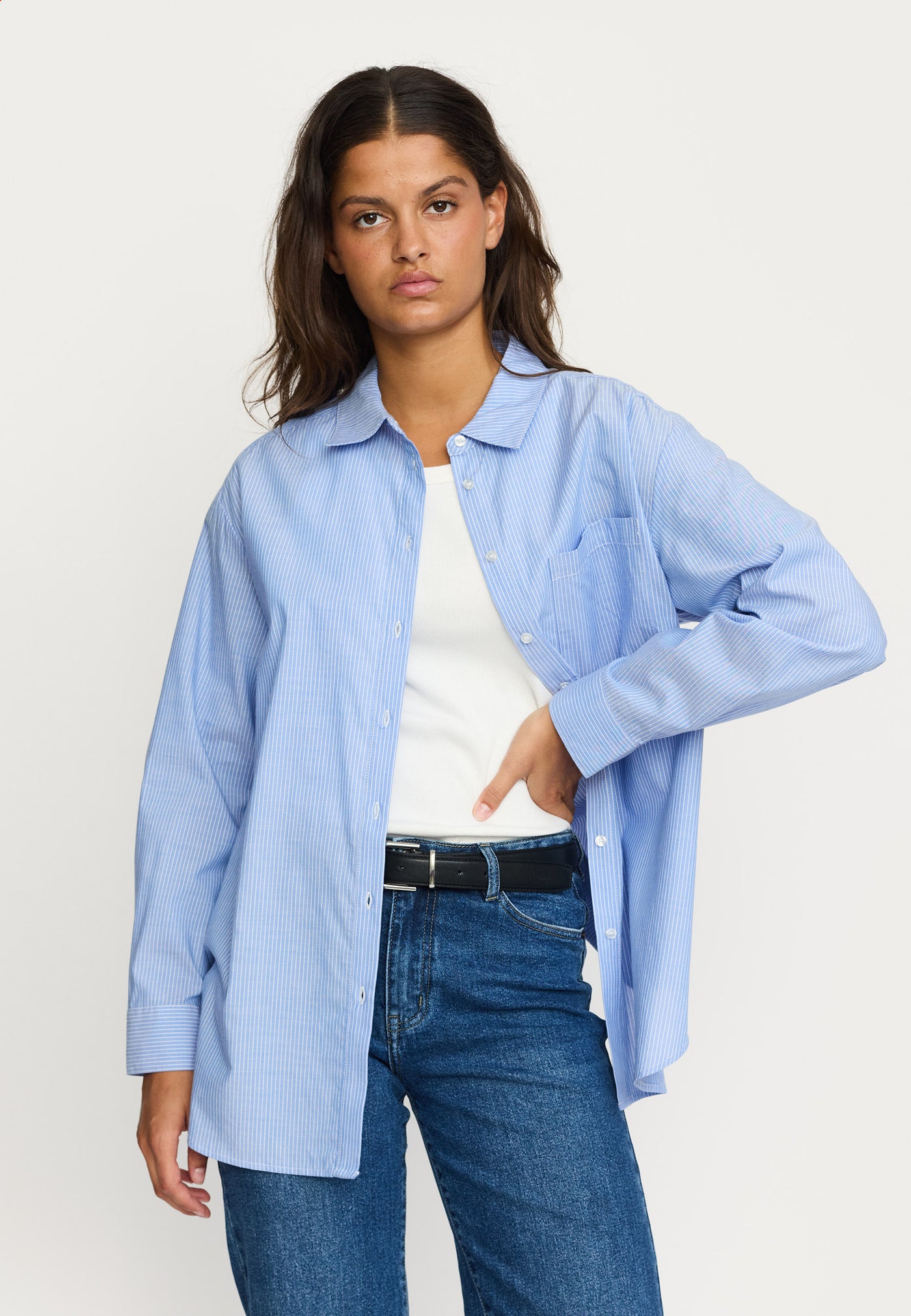 Soft Rebels SRVeronica Striped Shirt Shirts & Blouse 300 Striped Snow White and Ultramarine