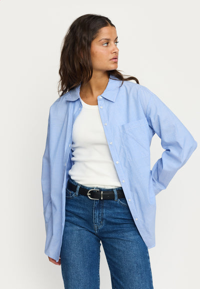 Soft Rebels SRVeronica Striped Shirt Shirts & Blouse 300 Striped Snow White and Ultramarine