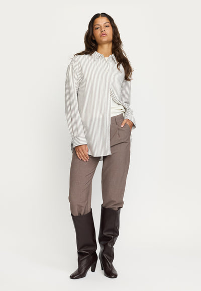 Soft Rebels SRVeronica Striped Shirt Shirts & Blouse 633 Stripe Snow White with Coffee Quartz