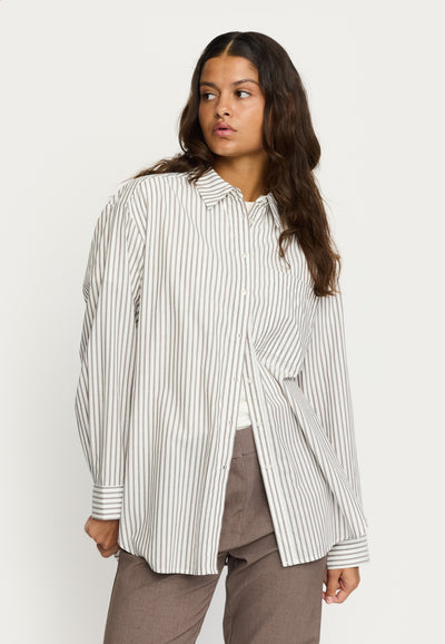 Soft Rebels SRVeronica Striped Shirt Shirts & Blouse 633 Stripe Snow White with Coffee Quartz