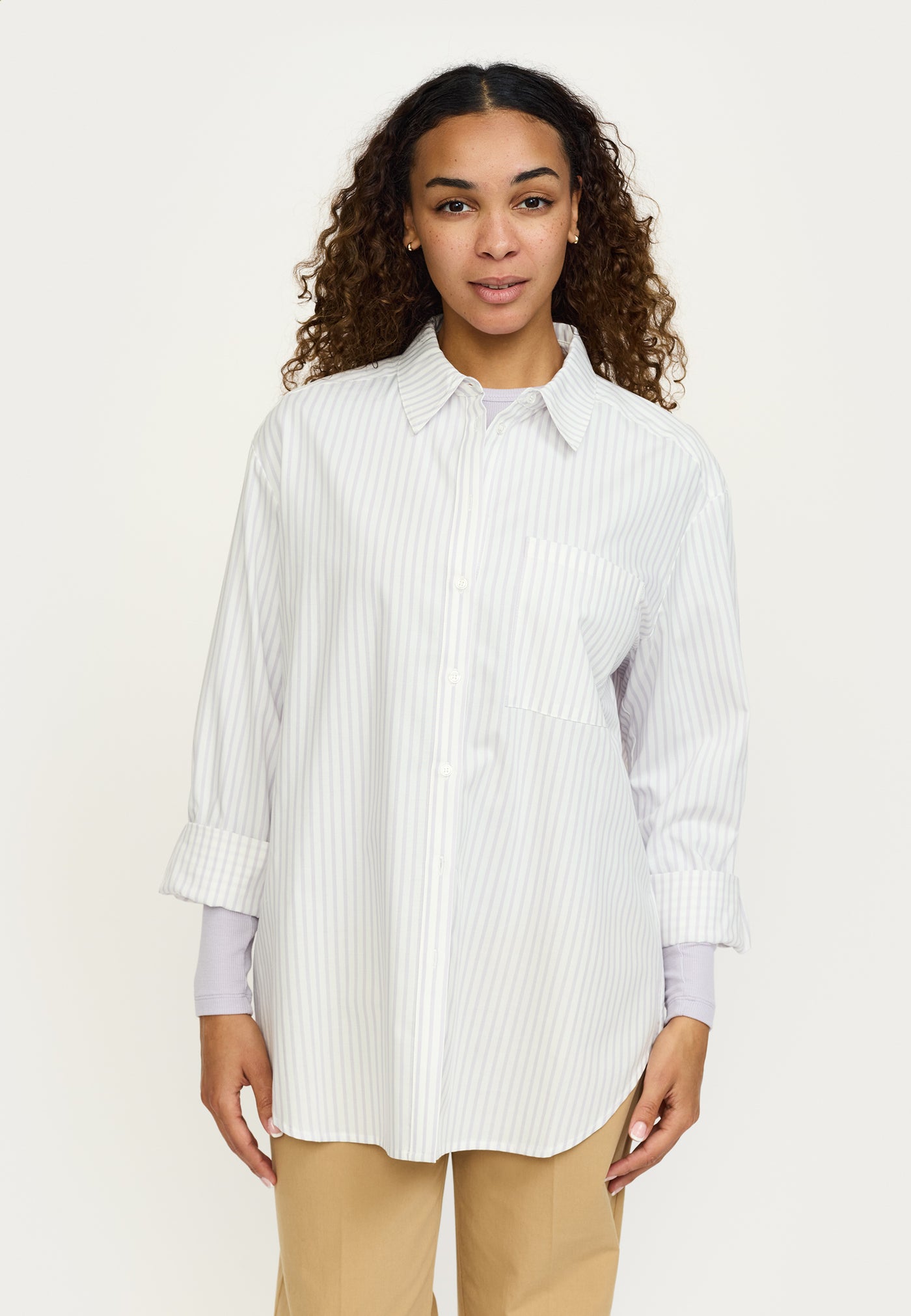 Soft Rebels SRVeronica Striped Shirt Shirts & Blouse 778 Stripe Snow White w Thistle