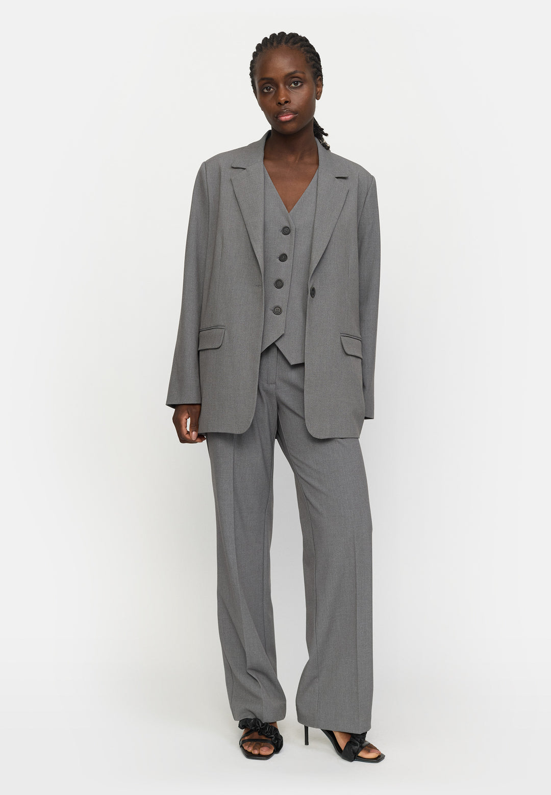 SRVilja Loose Blazer Medium Grey Melange